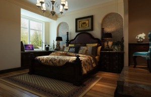 郑州财信圣地亚纳装修-150平四居室-美式风情效果图 卧室