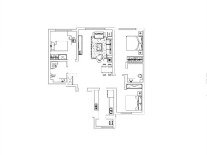 郑州安和小区装修-143平三居室-简约美式设计图户型图