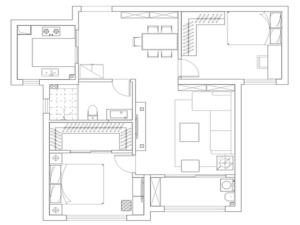 郑州利达国宾中心装修-110平两居室-宜家风情装修图集-户型图
