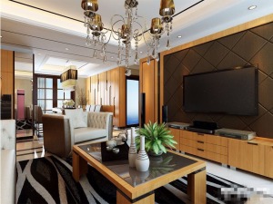 绿地老街装修-130平三居室-东南亚风情设计图-客厅
