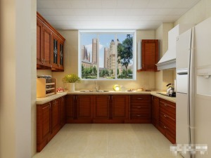 正商中州城128平三居室混搭风情设计图-厨房