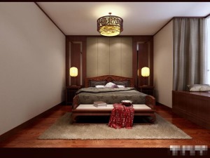 华启金悦府142平三居室-现代中式设计图集-卧室