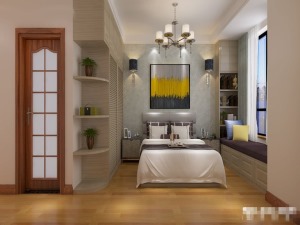正弘中央公园现代简约117平三居室装修图-卧室图