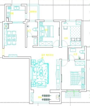 南熙福邸装修133平三居室-后现代风情设计-户型图
