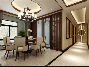 百合花园装修-140平带地下室-中式风情设计方案-餐厅