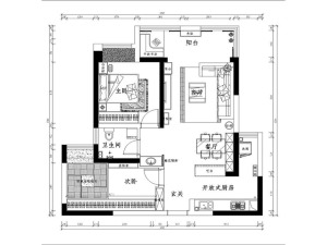 龙祥苑现代简约89平两居室设计图-户型图