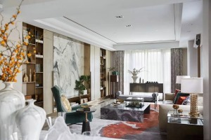 德雅居装饰金马新区98平方三居室现代轻奢风格装修效果图