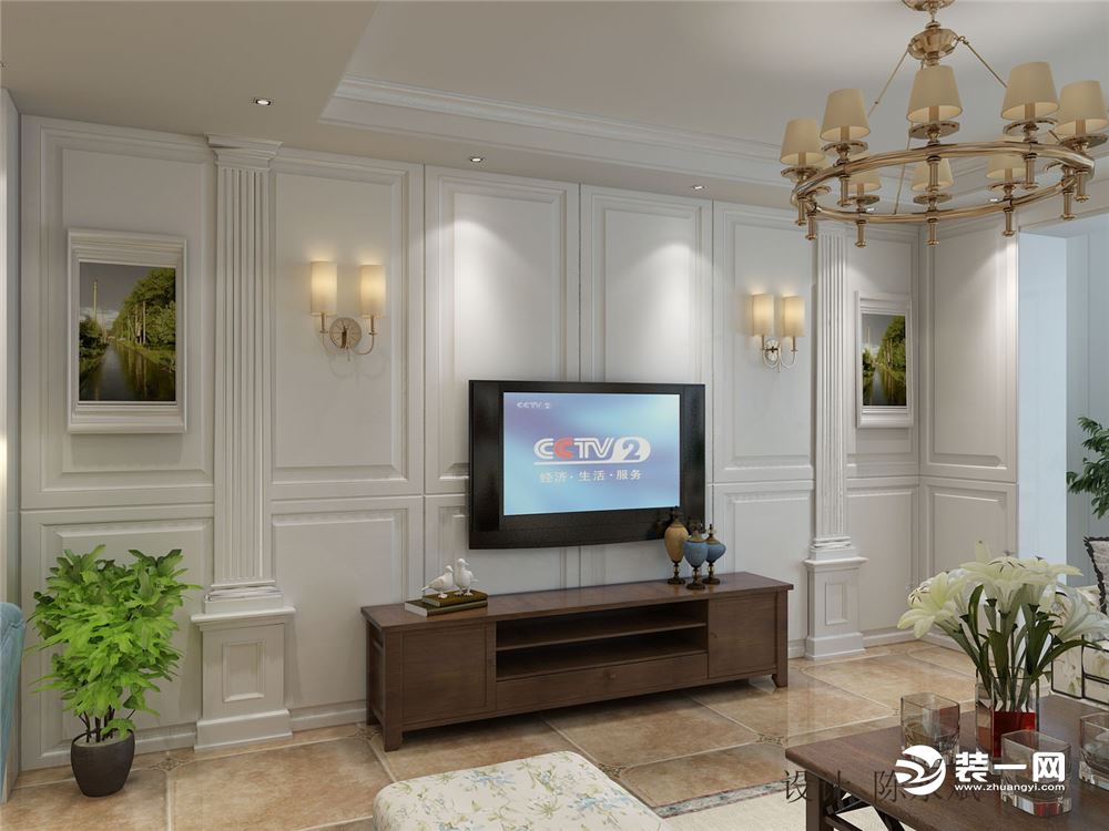 昆明久居装    金色理想   135平米   美式风格  造价112300元客厅3