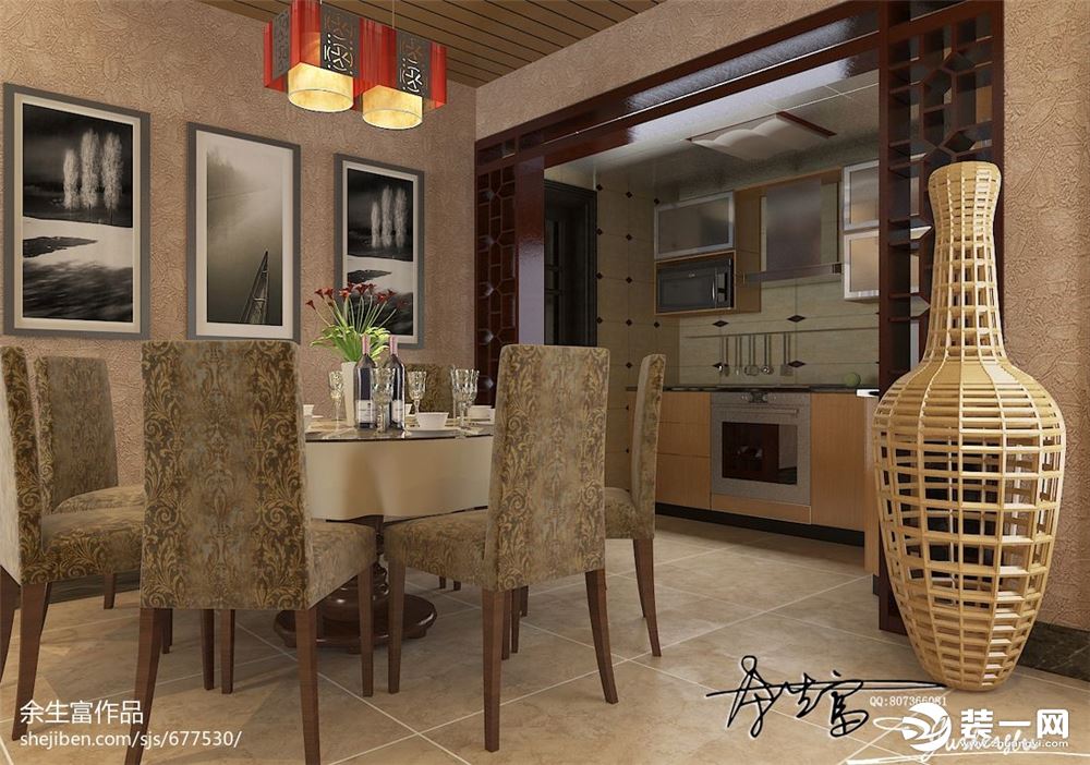 昆明久居装饰 云润天阳  新中式风格   四居室    180平米  造价146820元餐厅