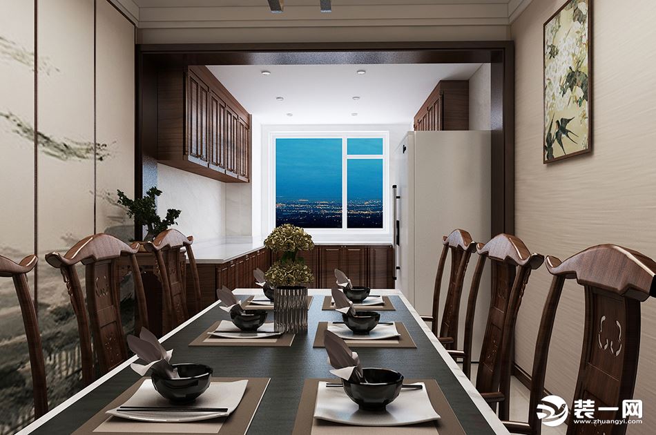 140平三居室现代风格餐厅装修效果图
