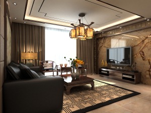 280平米中式风格别墅客厅装修效果图