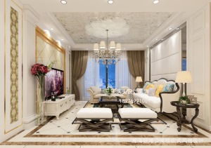 效果三亚瀚海银滩三居室欧式120平方装修客厅