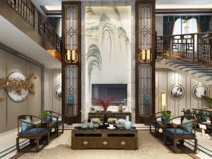 客厅2海棠湾高档自建别墅800平方新中式装修