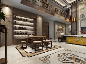 茶室2海棠湾高档自建别墅800平方新中式装修