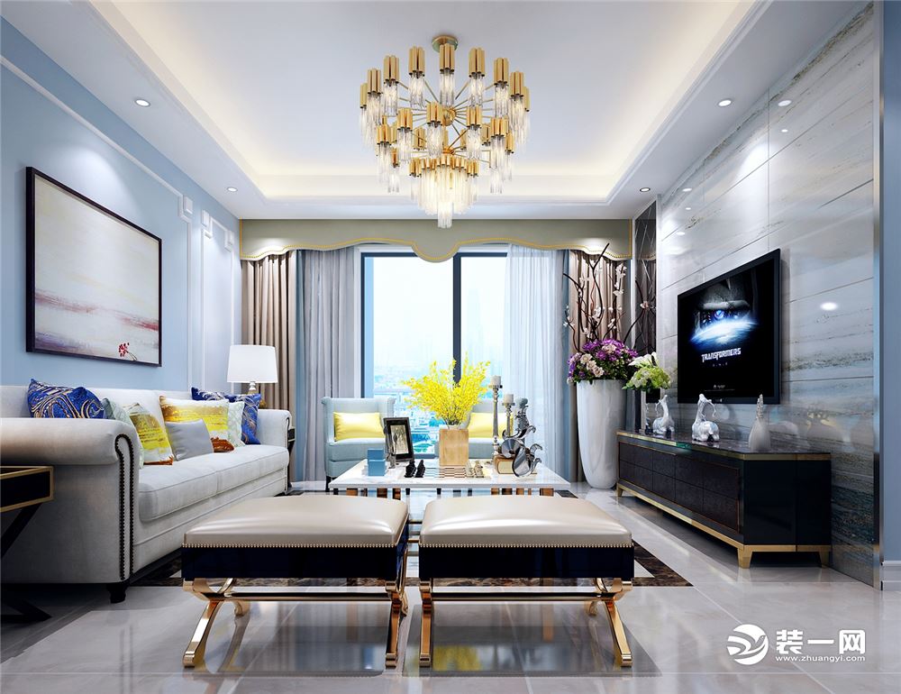 浪漫的美式客厅，华丽奢华的家居 ，设计师用双手把它独特简美式风格彻底绽放出来。