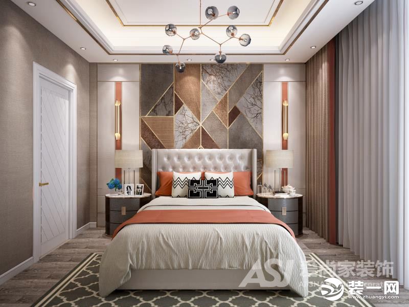 【领秀江景】130平三室现代轻奢风格装修效果图卧室