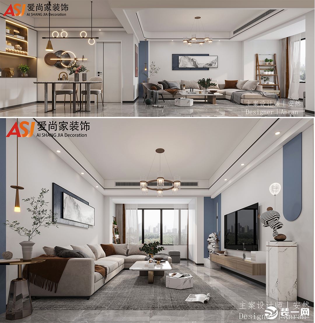 整个客厅空间没有复杂的硬装造型，  选择用特殊造型材质的家具装饰品  来体现空间的独特性。  作为全