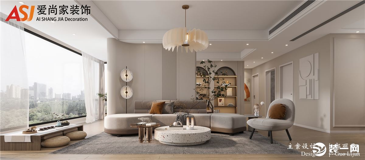 客厅是家里的休闲区域，选择合适的沙发尺寸，  留出更多的空间方便日常休闲活动，整体设计风格相较于日式