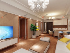 【星湖湾】80平米二居室现代风格装修效果图电视背景墙