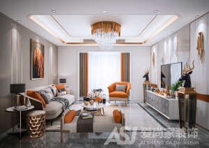 【领秀江景】130平三室现代轻奢风格装修效果图