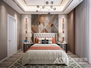 【领秀江景】130平三室现代轻奢风格装修效果图卧室