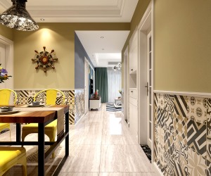 玫瑰园90平二居室现代美式风格装修效果图走廊