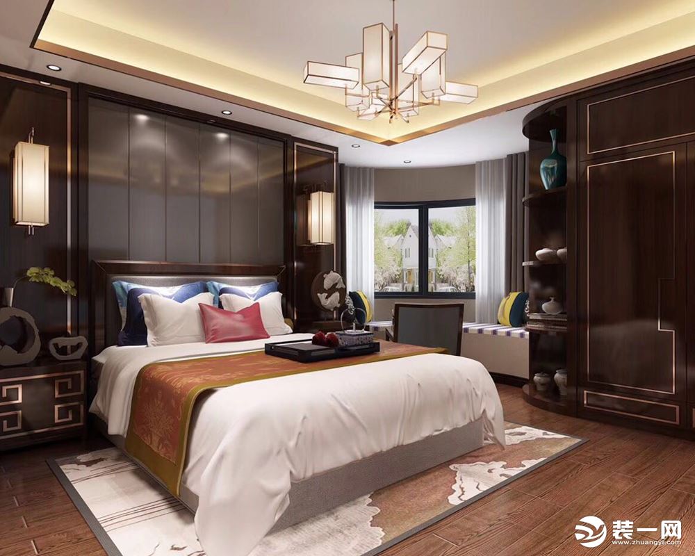 北京天盛装饰航天城180平新中式别墅造价20万--主卧室