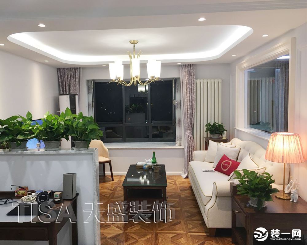 北京天盛装饰润枫领尚80平简欧风格造价7.5万--客厅实景