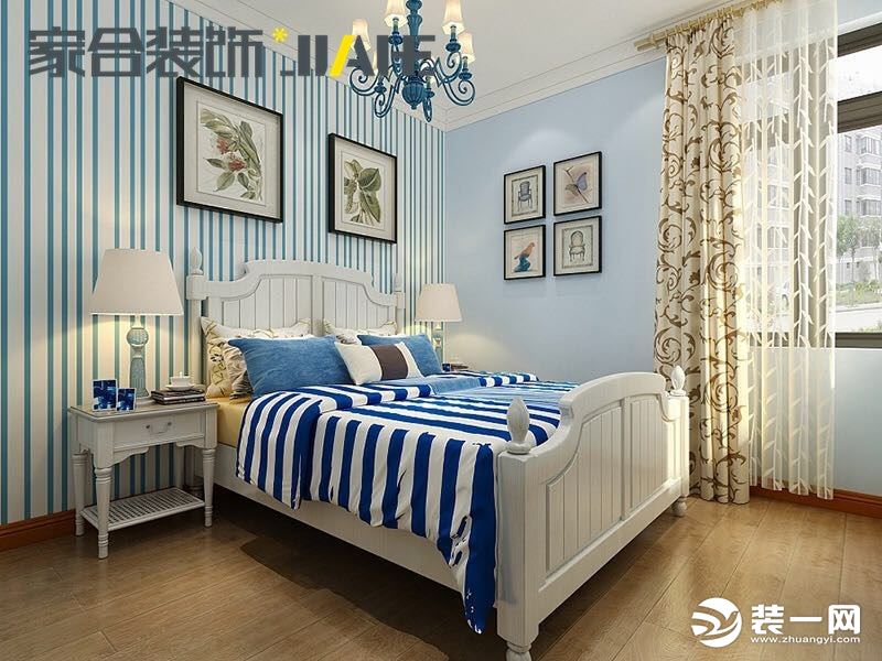 家合装饰集团—105平地中海精致三居卧室