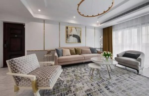 泰颐新城115平方美式风格客厅沙发背景墙装修效果图
