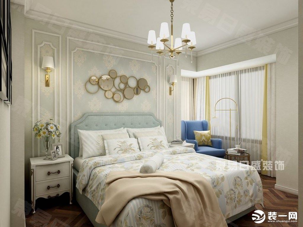 卧室装修效果图香榭东沙135平米简欧风格装修效果图