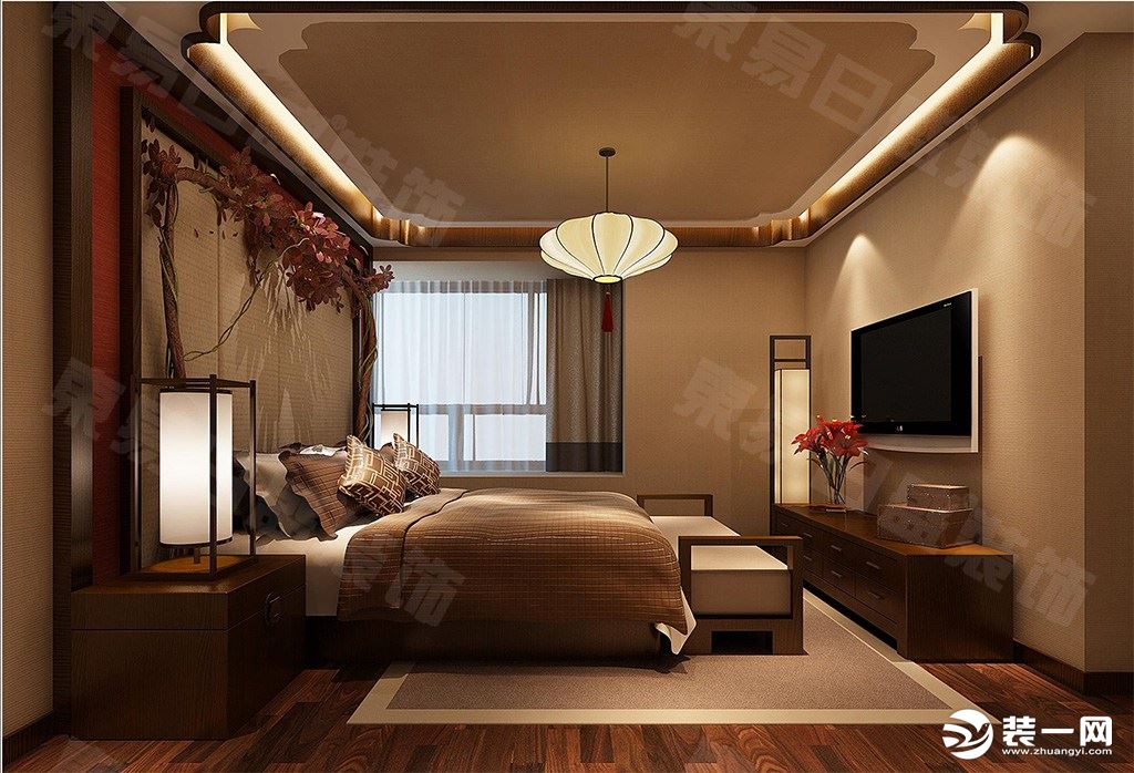 卧室装修效果图黄石玉龙湾260平新中式风格装修风格
