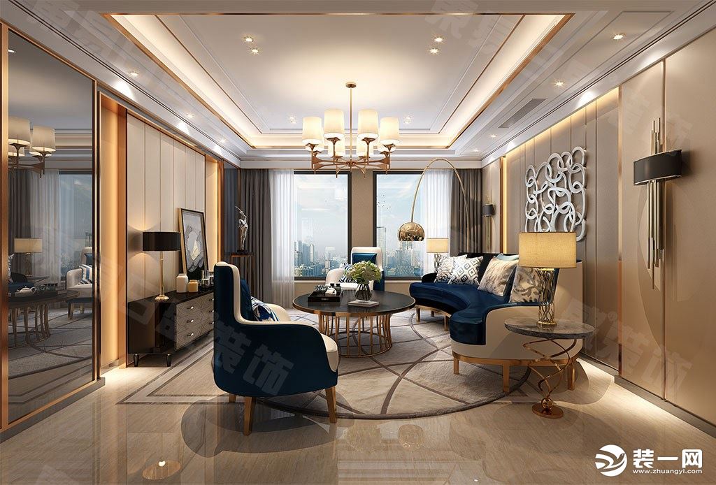 客厅装修效果图复地东湖国际158平现代简约风格装修效果图