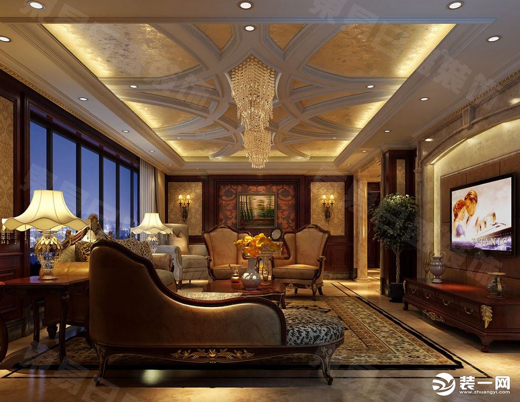 客厅装修效果图金都汉宫230平欧式古典风格效果图