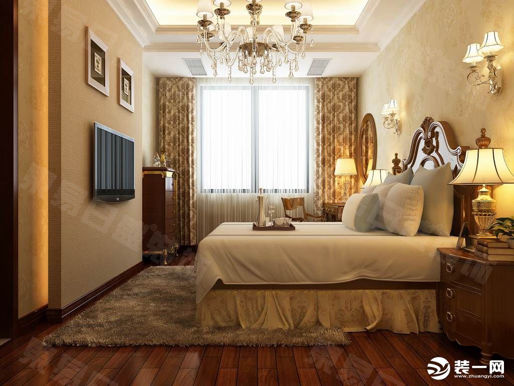 卧室装修效果图保利中央公馆450平美式风格效果图