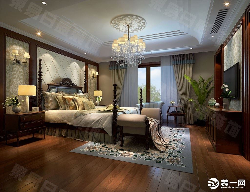 卧室装修效果图复地东湖国际300平美式风格效果图