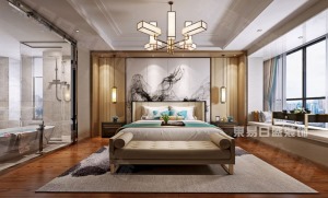 卧室装修效果图华侨城新中式353平米装修效果图