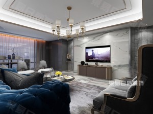 客厅装修效果图江山如画汉玺后现代风格装修效果图