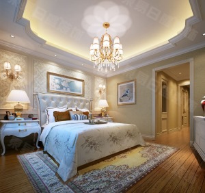 卧室装修效果图大华南湖世家160平美式装修效果图