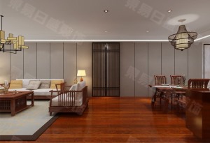 客厅装修效果图世纪江尚187平新中式装修效果图