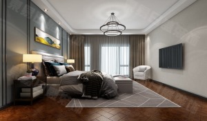 卧室装修效果图驿山高尔夫320平现代简约风格效果图