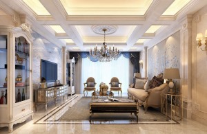 客厅装修效果图巴黎春天澜墅245平欧式风格效果图