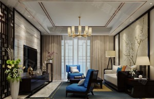 客厅装修效果图泛海国际168平新中式风格效果图
