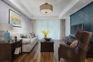 客厅装修实景图福星惠誉东湖城129平新美式风格实景图
