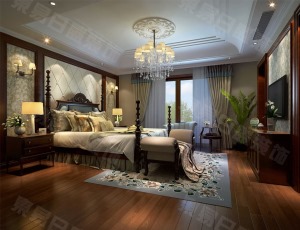卧室装修效果图复地东湖国际300平美式风格效果图