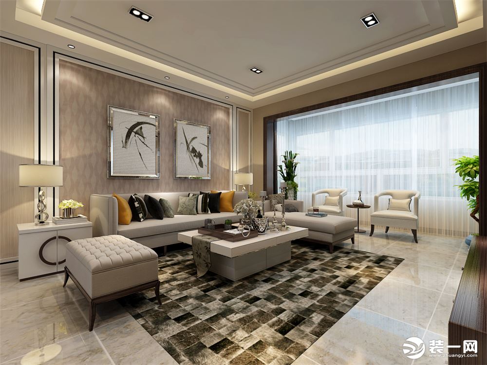 天阳尚城国际104平三居室现代风格效果图客厅