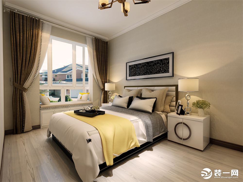 天阳尚城国际104平三居室现代风格效果图卧室
