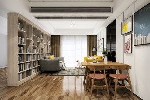 家具与空间的撞色别具一致，让房间看起来既简约有温馨呼和浩特金熙家园+北欧风格三房装修