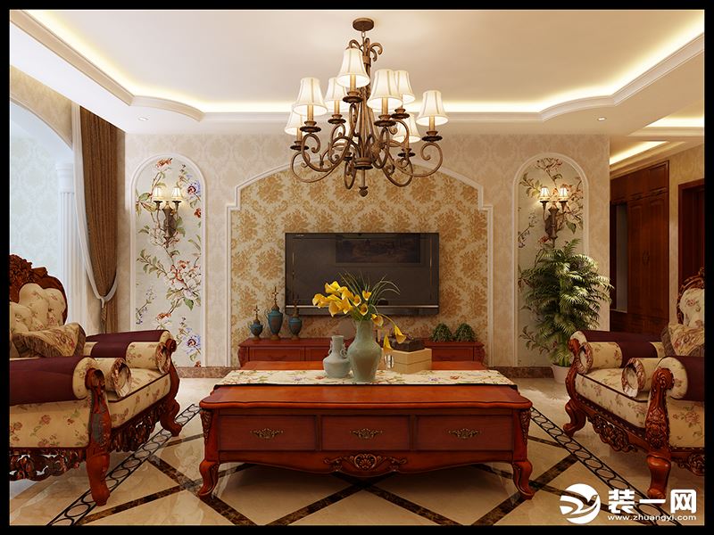 石家庄圣点装饰欧式风格装修案例客厅