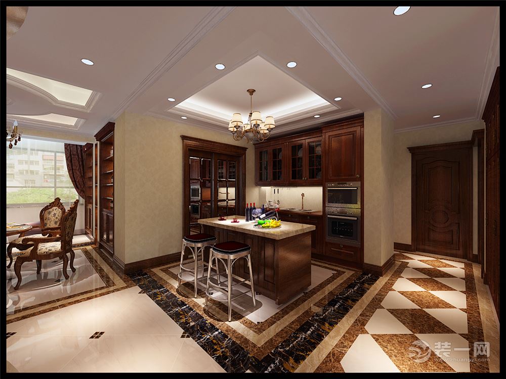 【半岛公馆】270㎡四室二厅三卫欧式风格装修效果图开放式厨房